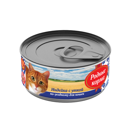 Родные корма консервы для кошек с индейкой и уткой по-уездному 100 гр.